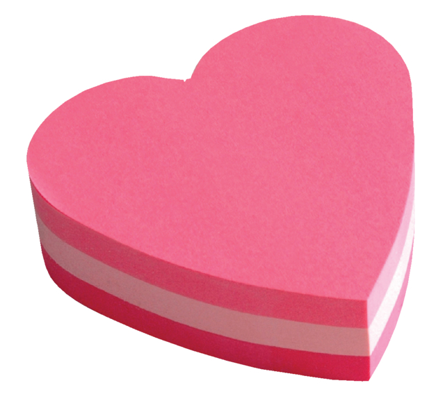 Bloc-mémos 3M Post-it 2007 70x70mm cube coeur rose