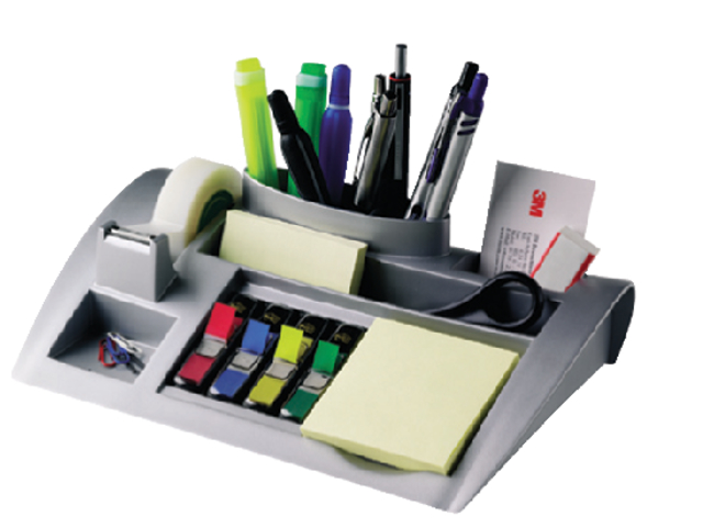 Organiseur de bureau Post-it C50 gris argenté avec contenu