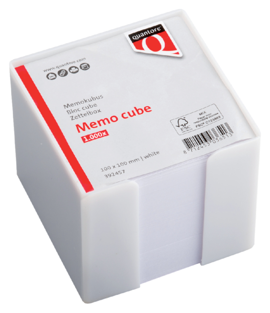 Cube mémos Quantore 10x10x9cm blanc 900 feuillets