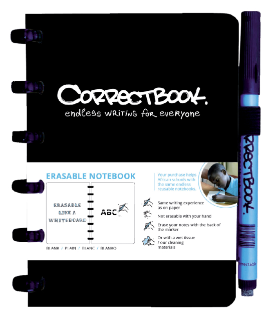 Carnet de notes Correctbook A6 uni 40 pages noir