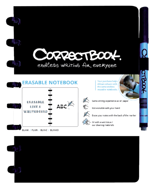 Carnet de notes Correctbook A5 uni 40 pages noir