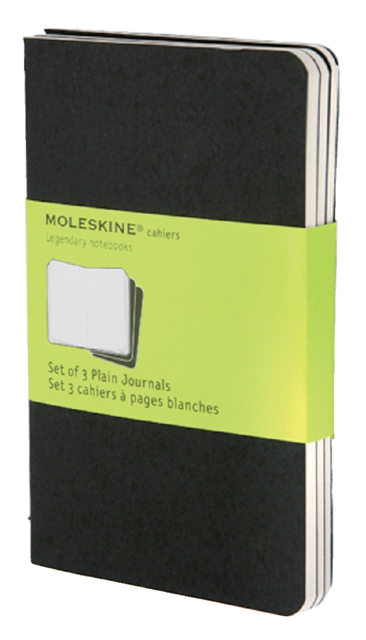 Schrift Moleskine 90x140mm blanco 240 pagina's 70gr zwart set à 3 stuks