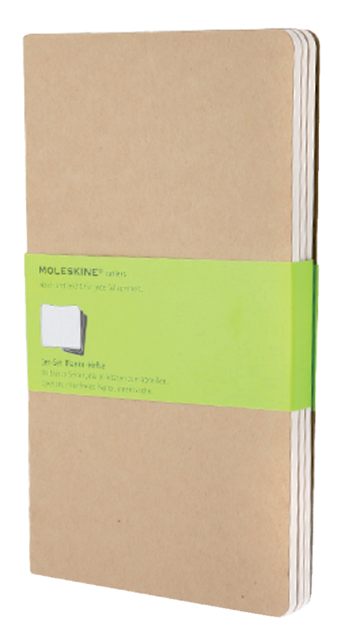 Schrift Moleskine 130x210mm blanco 160 pagina's 70gr kraft set à 3 stuks