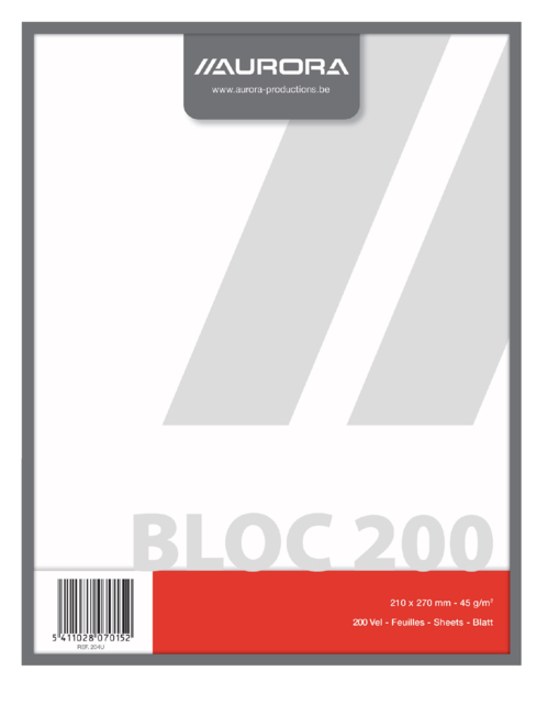 Bloc brouillon Aurora 210x270mm uni 200 feuilles 45g