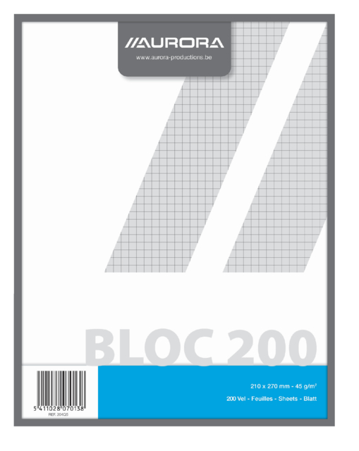 Bloc brouillon Aurora 210x270mm carreau 5x5mm 200 feuilles 45g