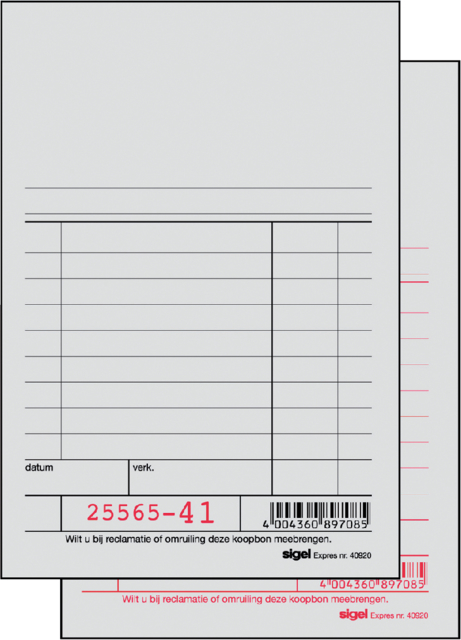 Bloc de caisse Expres SI-40920 150x100mm 50x2 feuilles