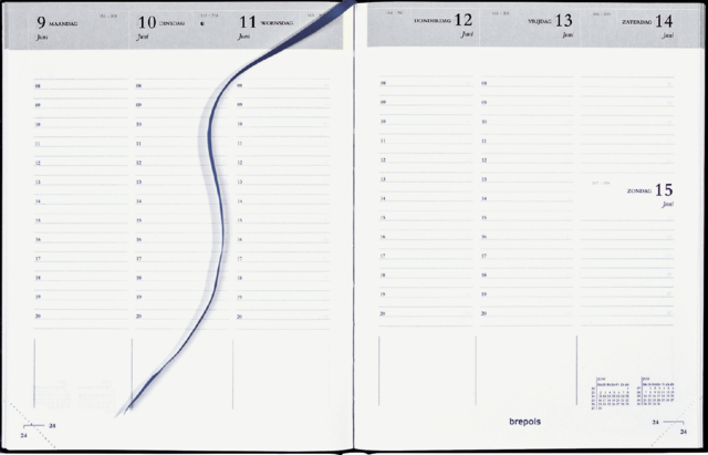 Agenda 2025 Brepols Timing Lima 7 jours/2 pages noir