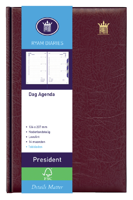 Agenda 2025 Ryam President 1dag/1pagina bordeaux