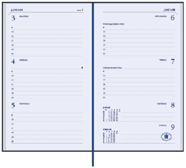 Agenda 2025 Ryam Memoplan 7 Suprema 7dagen/2pagina's zwart