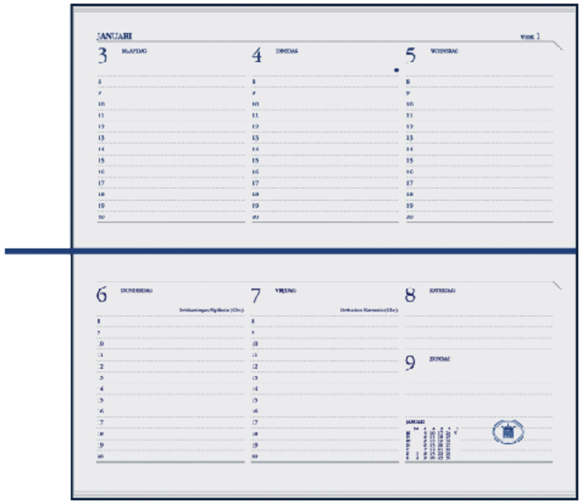 Agenda 2025 Ryam Memoplan 7 Mundior 7dagen/2pagina's landscape zwart