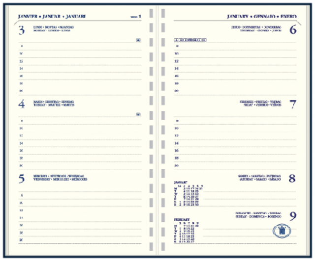 Recharge agenda 2025 Ryam Memoplan 7 portrait 7 jours/ 2 pages crème