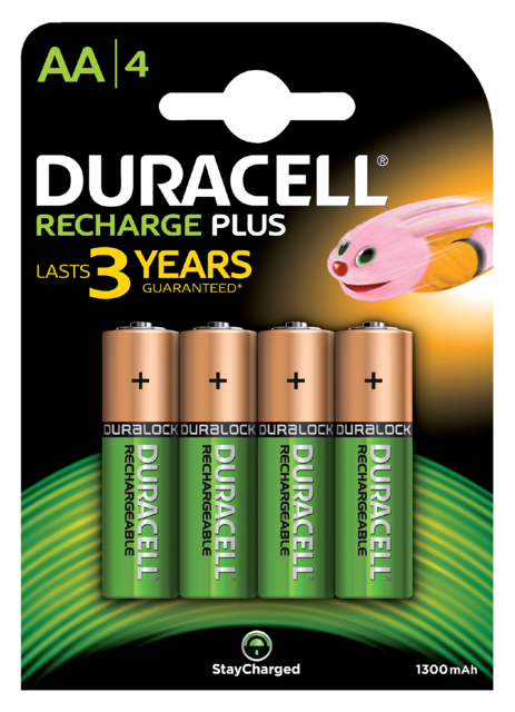 Pile rechargeable Duracell 4x AA 1300mAh Plus