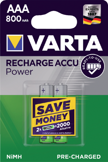 Pile rechargeable Varta 2x AAA 800mAh Ready To Use