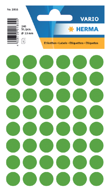 Etiquette HERMA 1855 rond 13mm vert foncé 240 pièces