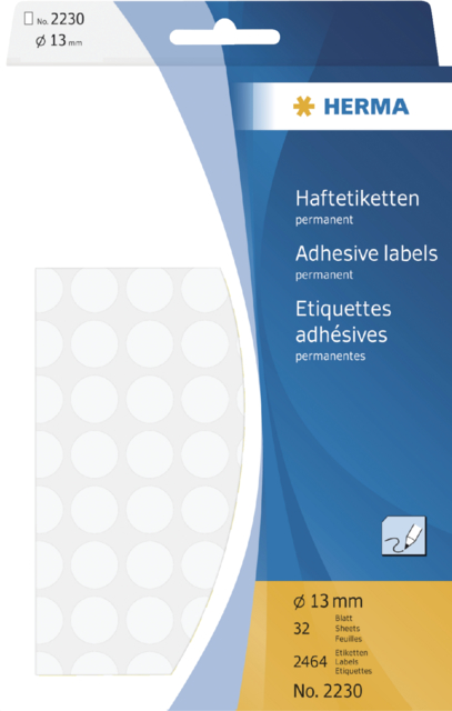 Etiquette HERMA 2230 rond 13mm blanc 2464 pièces