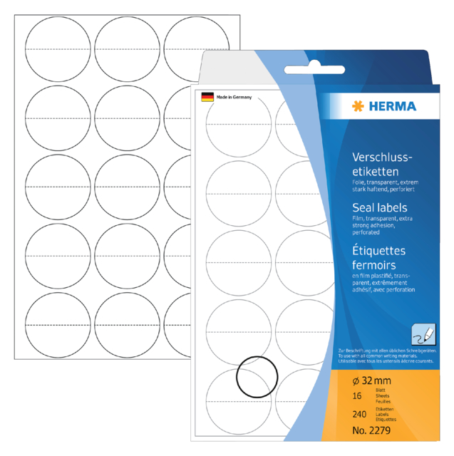 Etiket HERMA 2279 32mm transparant 240 etiketten