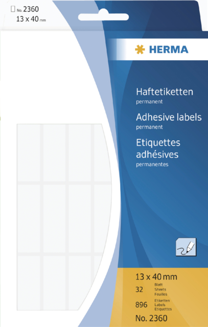 Etiquette HERMA 2360 13x40mm blanc 896 pièces