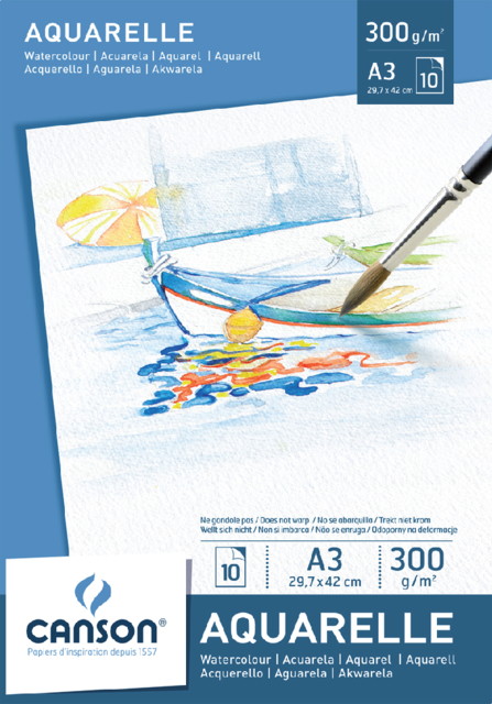 Bloc aquarelle Canson A3 300g 10 feuilles