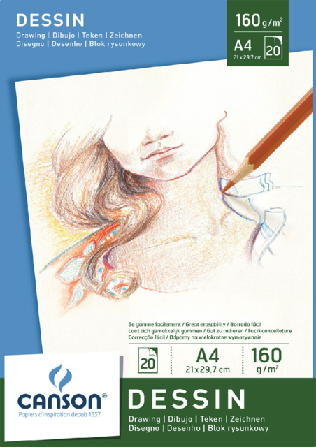 Bloc à dessin Canson A4 160g 20 feuilles