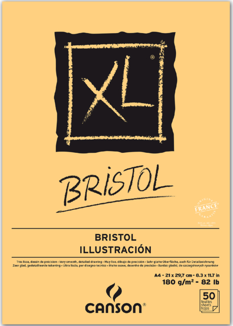 Bloc à dessin Canson XL Bristol A4 180g 50 feuilles