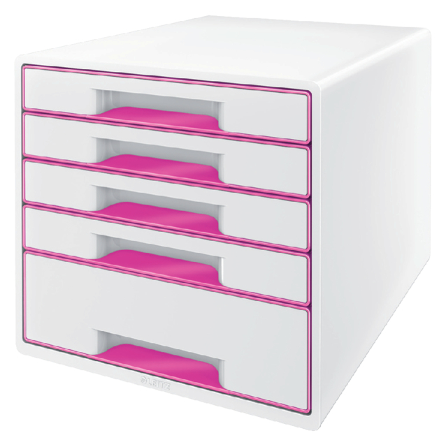 Ladenblok Leitz WOW 5 laden wit/roze