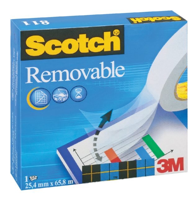 Ruban adhésif Scotch 811 33mx19mm invisible amovible mat