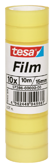 Plakband tesafilm® Standaard 10mx15mm krimp transparant 10 rollen