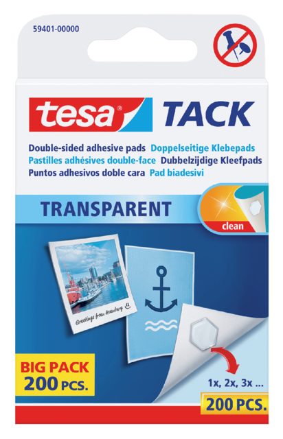 Pastille adhésive tesa® TACK double face transparent 200 pièces