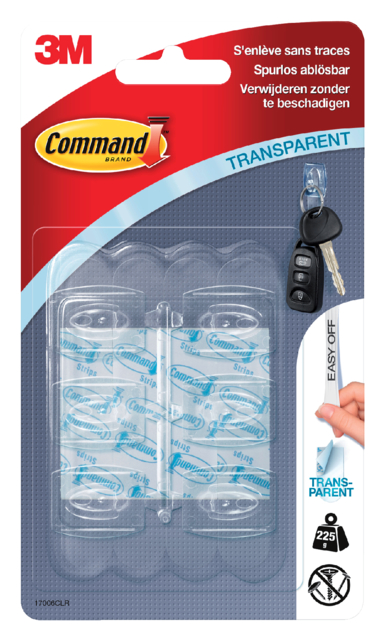 Haak Command mini inclusief bevestigingsstrip transparant 6 stuks