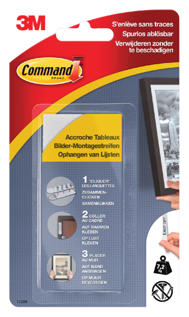 Languette auto-agrippante Command 7,2kg blanc