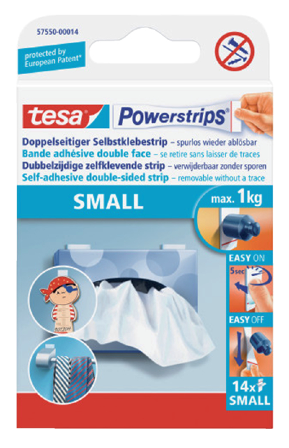 Kleefstrips tesa Powerstrips® SMALL dubbelzijdig 1kg 14 stuks