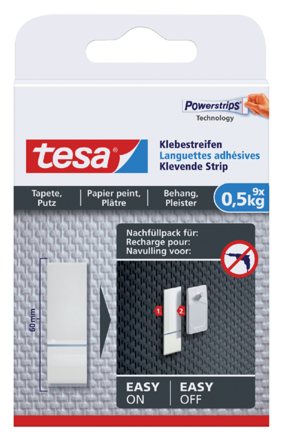 Kleefstrips tesa® behang & pleisterwerk 0,5kg wit 9 stuks 9 stuks