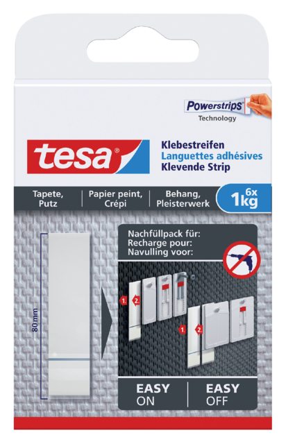 Kleefstrips tesa® behang & pleisterwerk 1kg wit 6 stuks 6 stuks