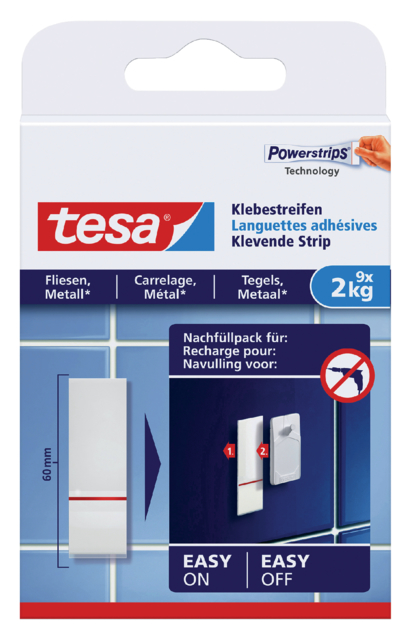 Kleefstrips tesa® tegels & metaal 2kg wit 9 stuks