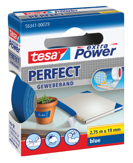 Textieltape tesa® extra Power Perfect 2.75mx19mm blauw