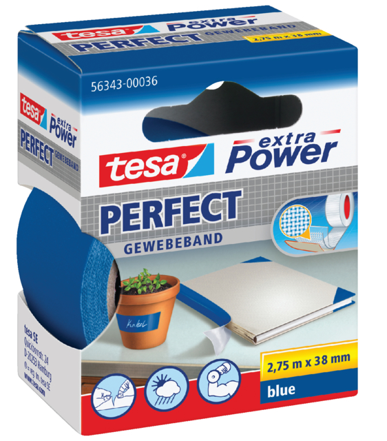 Textieltape tesa® extra Power Perfect 2.75mx38mm blauw