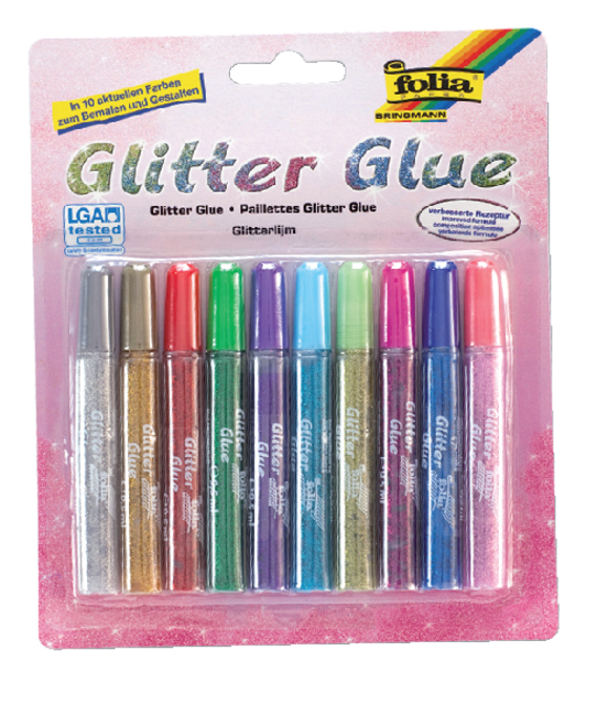 Glitterlijm Folia 9.5ml 10 kleuren