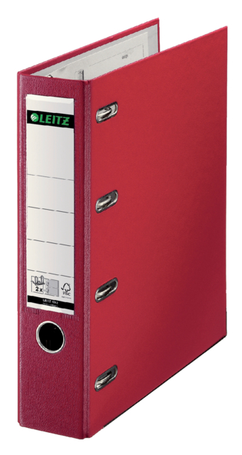 Classeur Leitz A4 80mm PP bancaire 2 mécanismes rouge