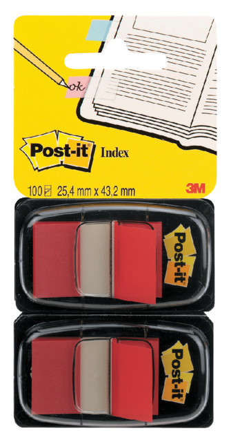 Indextabs Post-it 680 25.4x43.2mm duopack rood 2x 50 tabs