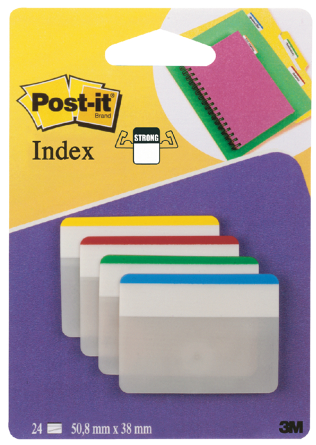 Indextabs Post-it 686F1 38x50.8mm strong recht assorti 24 tabs