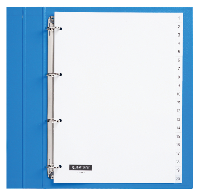 Intercalaires Quantore 4 perf numéro 1-20 blanc PP