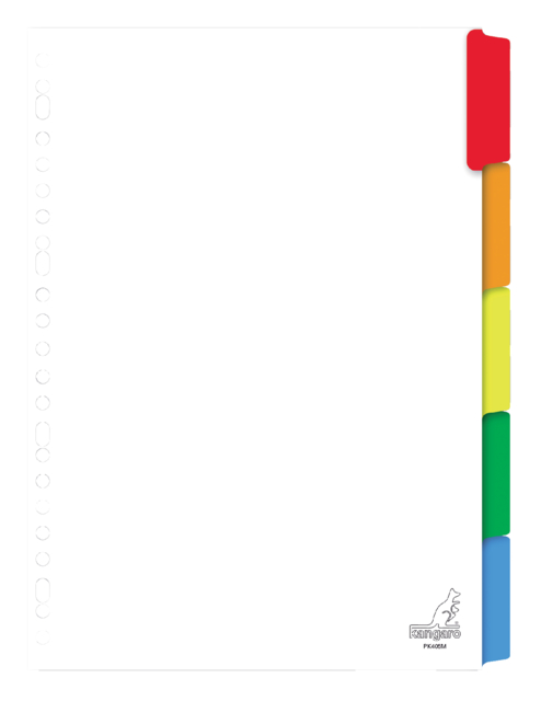 Intercalaires Kangaro 23 perf PK405M 5 onglets blanc carton