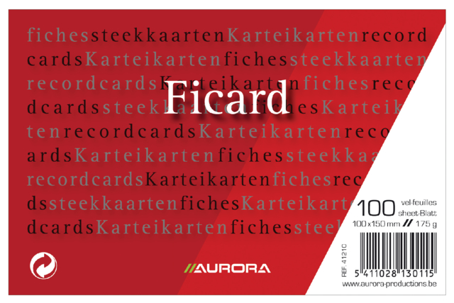 Fiche Système Aurora 150x100mm uni 190g blanc 100 feuilles