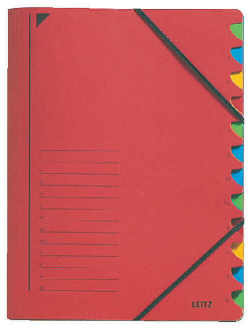 Trieur Leitz 12 intercalaires rouge