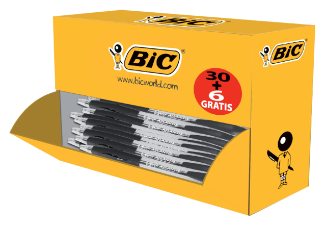 Balpen Bic Atlantis classic grip clic medium zwart valuepack 30+6 gratis