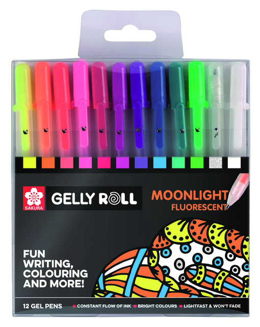 Roller gel Sakura Gelly Roll Moonlight Fluo set 12 couleurs