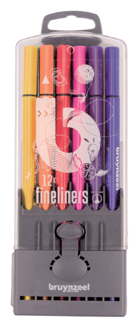 Fineliner Bruynzeel Teens 0,4mm ass 12 stuks