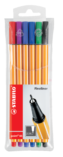 Fineliner STABILO point 88/6 Fin assorti étui 6 pièces