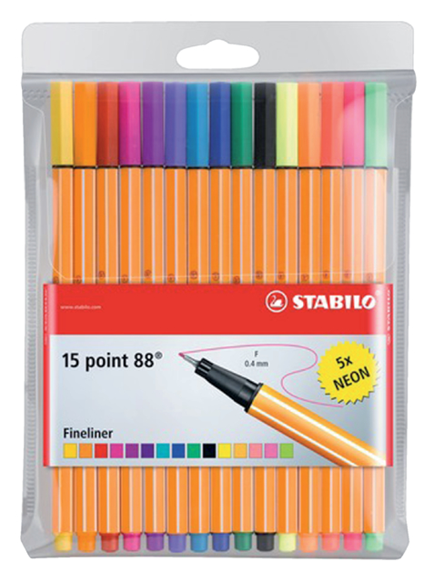 Fineliner STABILO Point 88/15 Fin étui 15 pièces assorti