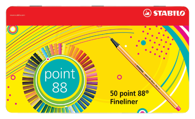 Fineliner STABILO point 88 Fin 50 pièces assorti